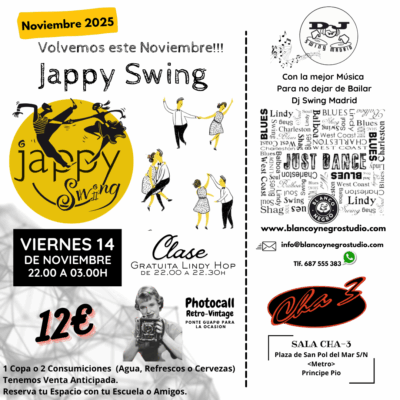 Academias, Clases de Baile y Eventos de Swing, Lindy Hop, Jazz Step, Rock & Roll y West Coast Swing en Madrid (Spain)