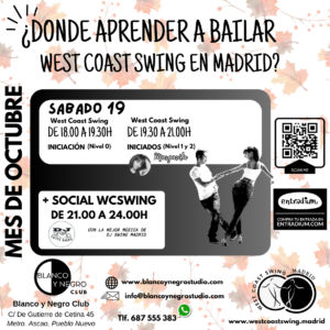 Clases Baile, Eventos e intensivos de West Coast Swing y Modern Swing en Madrid (Spain)