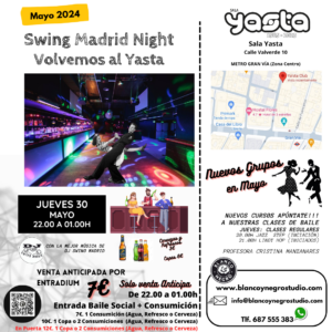 Clases de Baile y Eventos de Swing, Lindy Hop, Jazz Step, Rock & Roll y West Coast Swing en Madrid (Spain)